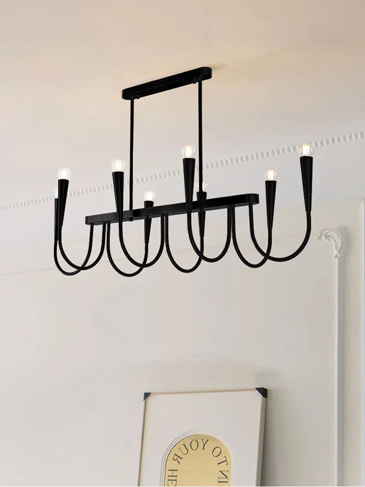 Afralia™ Black Pendant Chandelier: Luxury French Style Candle Hanging Light for Kitchen Island