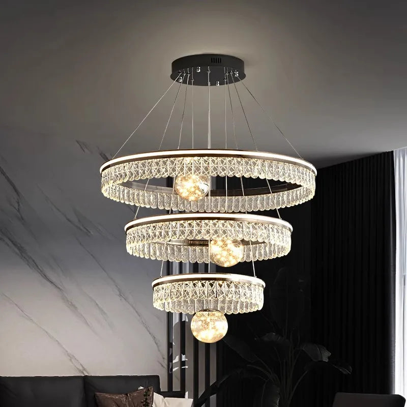 Afralia™ LED Rings Pendant Light Chandelier for Living Room and Dining Room