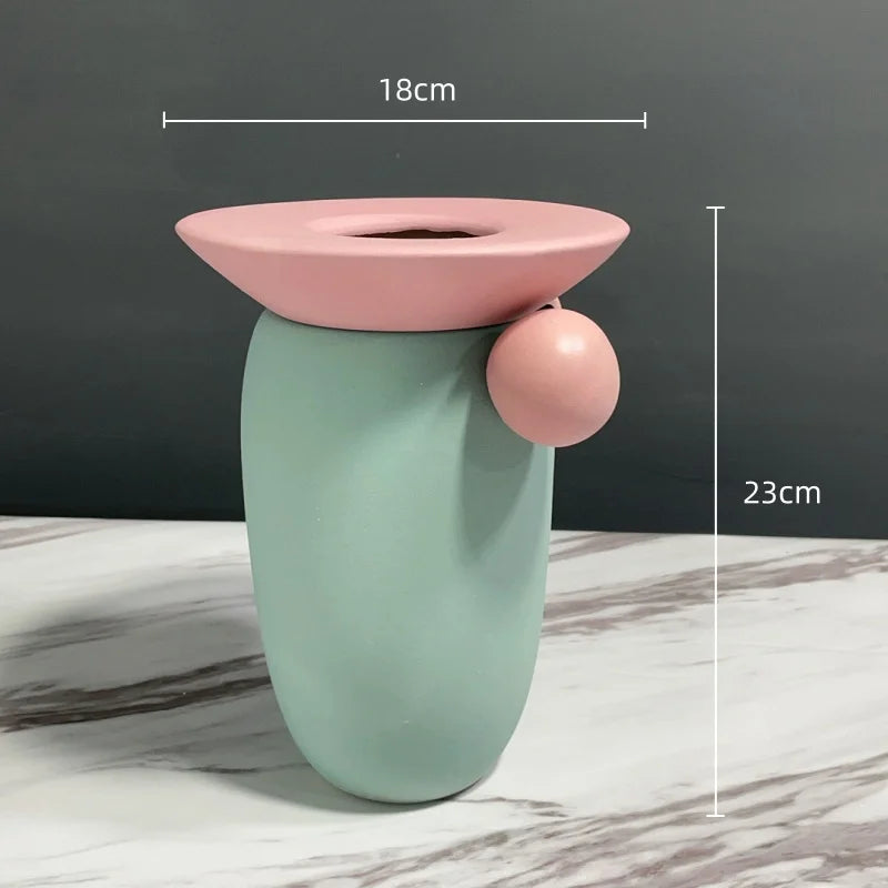 Afralia™ Geometric Ball Ceramic Vase Hand-made Home Decor