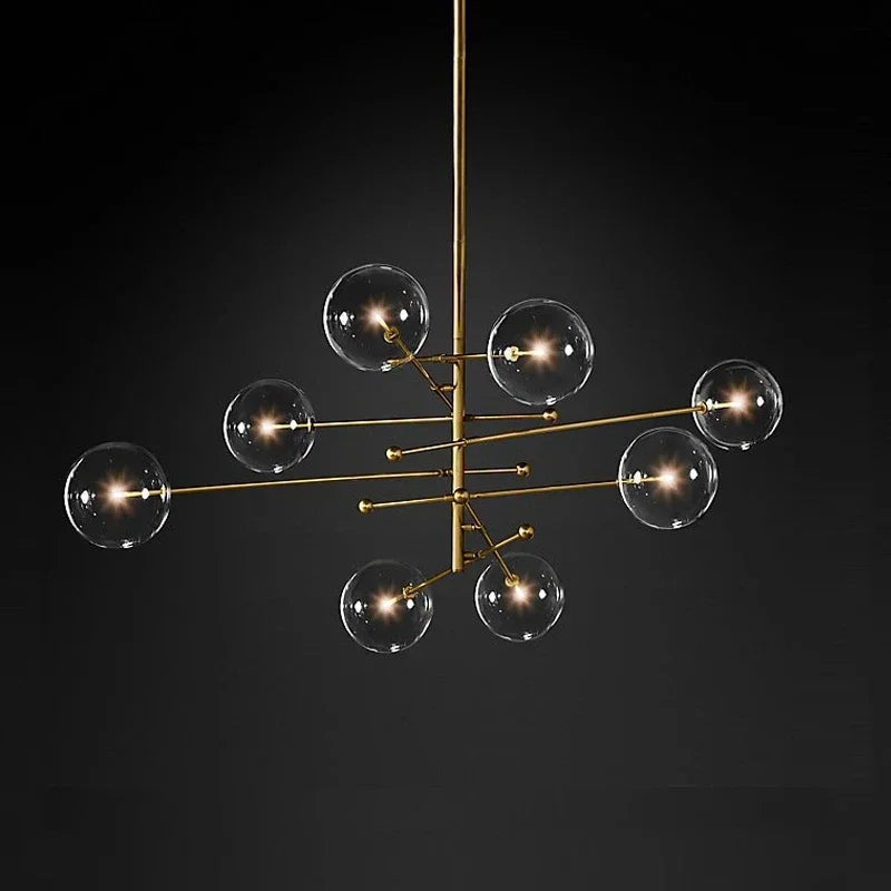 Afralia™ Nordic Glass LED Ceiling Chandelier Black Gold G4 Pendant Lighting
