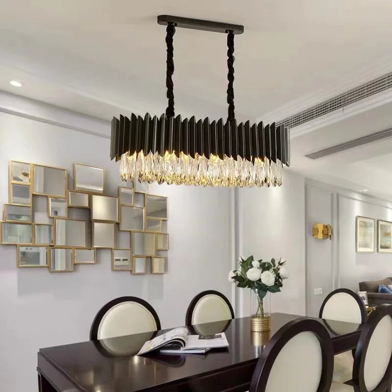 Afralia™ Luxury Crystal Chandeliers Dimmable LED Ceiling Lamps for Dining Room