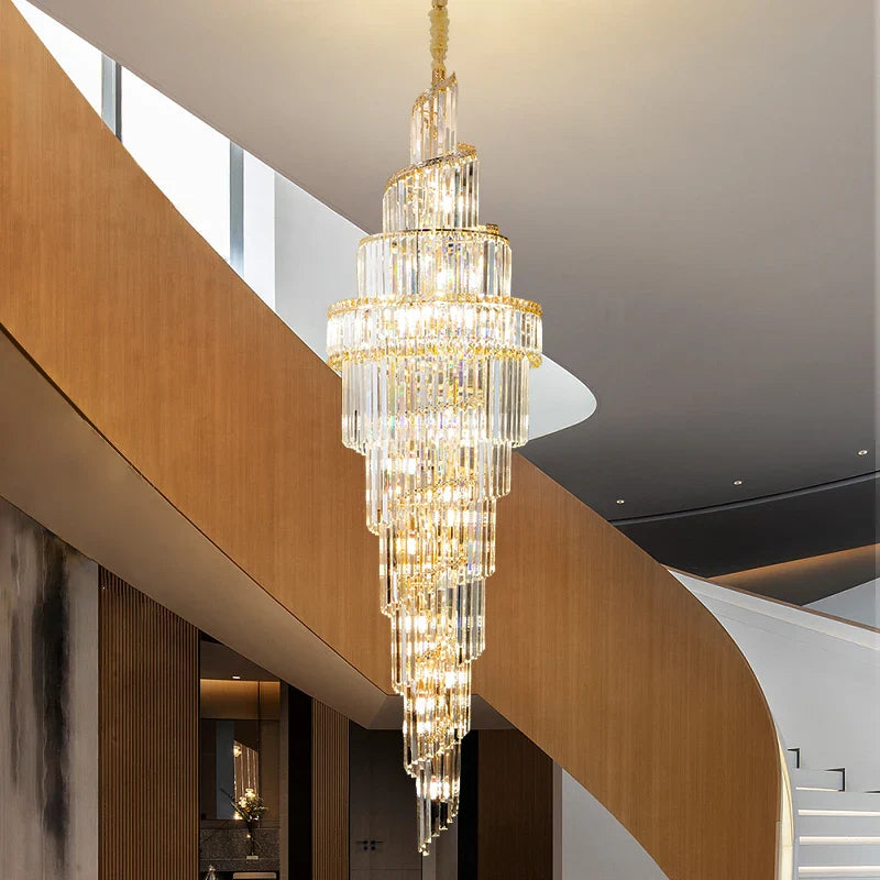 Afralia™ Crystal Hollow Chandelier LED Light for Modern Luxury Living Room Loft