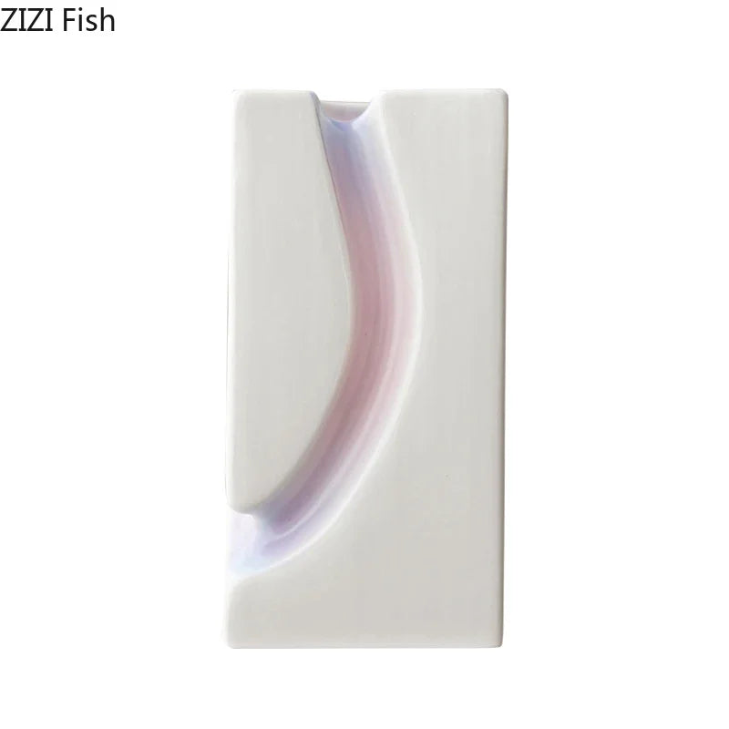 Afralia™ Geometric Blocks Vase: Gradient Color Desk Decoration with Artificial Flowers