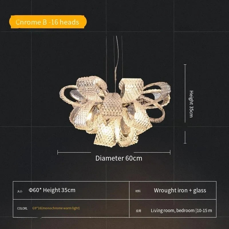 Afralia™ Luxury Villa Crystal Glass Chandelier - Designer French Art Light for Living Room