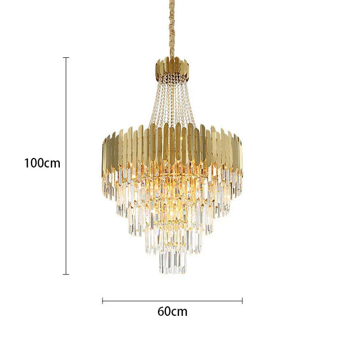 Afralia™ Modern Golden Crystal Pendant Chandelier for Luxurious Living Room Decor