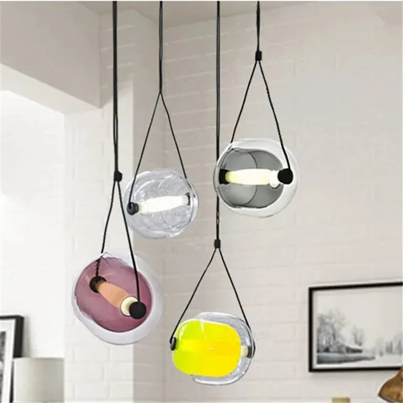 Afralia™ Czech Glass Capsule Pendant Light for Colorful LED Restaurant Bar Chandelier