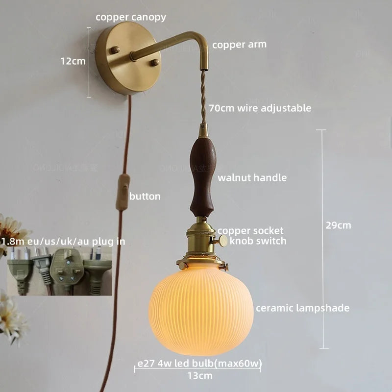 Afralia™ Copper Ceramic LED Wall Lamps - Nordic Modern Design