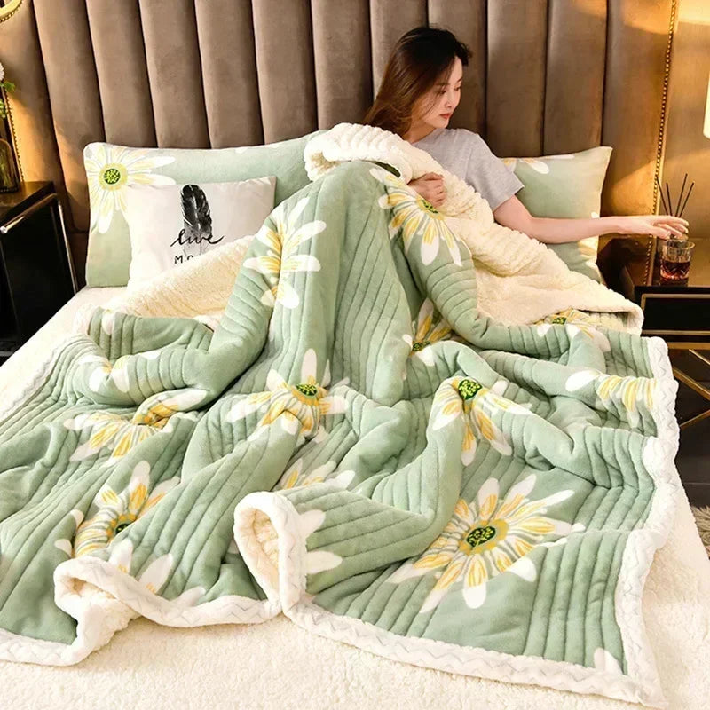 Afralia™ Cozy Milk Velvet Blanket - 3 Layer Warmth & Fluffy Weighted Blanket