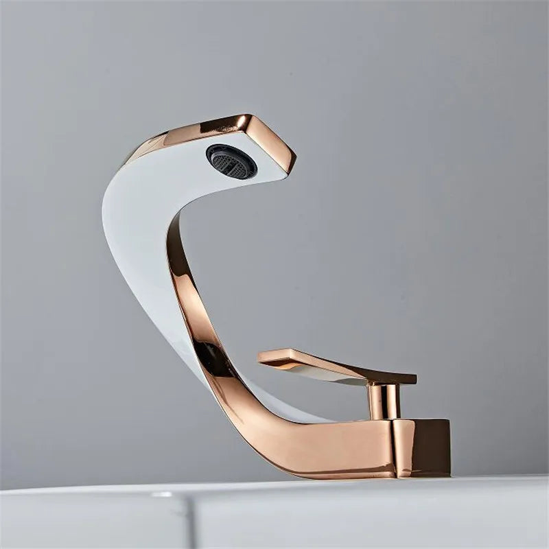 Afralia™ Brass Bathroom Basin Faucet in Elegant Rose Gold Finish