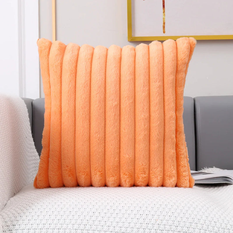 Afralia™ Flocking Stripe Faux Fur Cushion Cover - Soft Home Decor Pillow Cover