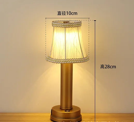 Afralia™ Fabric Lampshade Rechargeable Reading Lamp Bedside Study Room Night Light