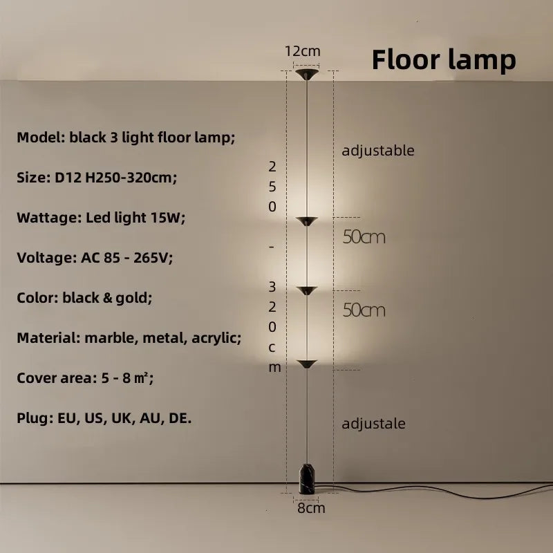 Afralia™ Nordic Marble Floor Lamp Adjustable Metal LED Light