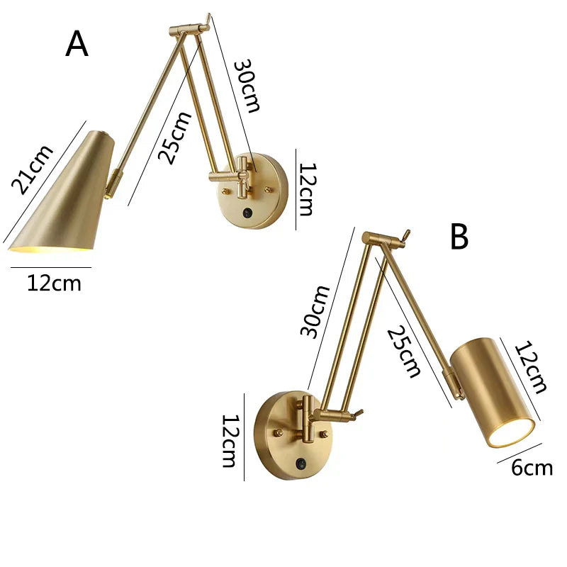 Afralia™ Nordic Iron Wall Lamp for Living Room Bedroom Study, Modern Adjustable Bedside Light Fixtures.