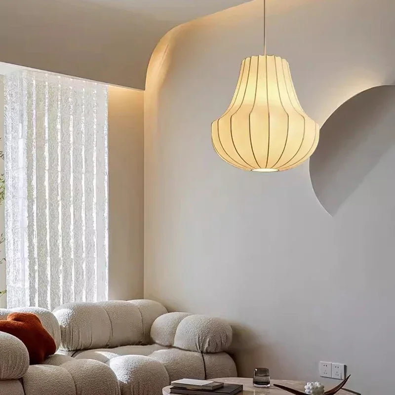 Afralia™ Silk Chandelier: Nordic Wabi Sabi Pendant Lighting for Home Decor