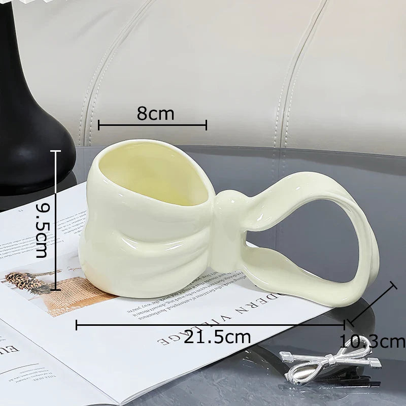 Afralia™ Bowknot Ceramic Coffee Mug Tea Cup Juice Container