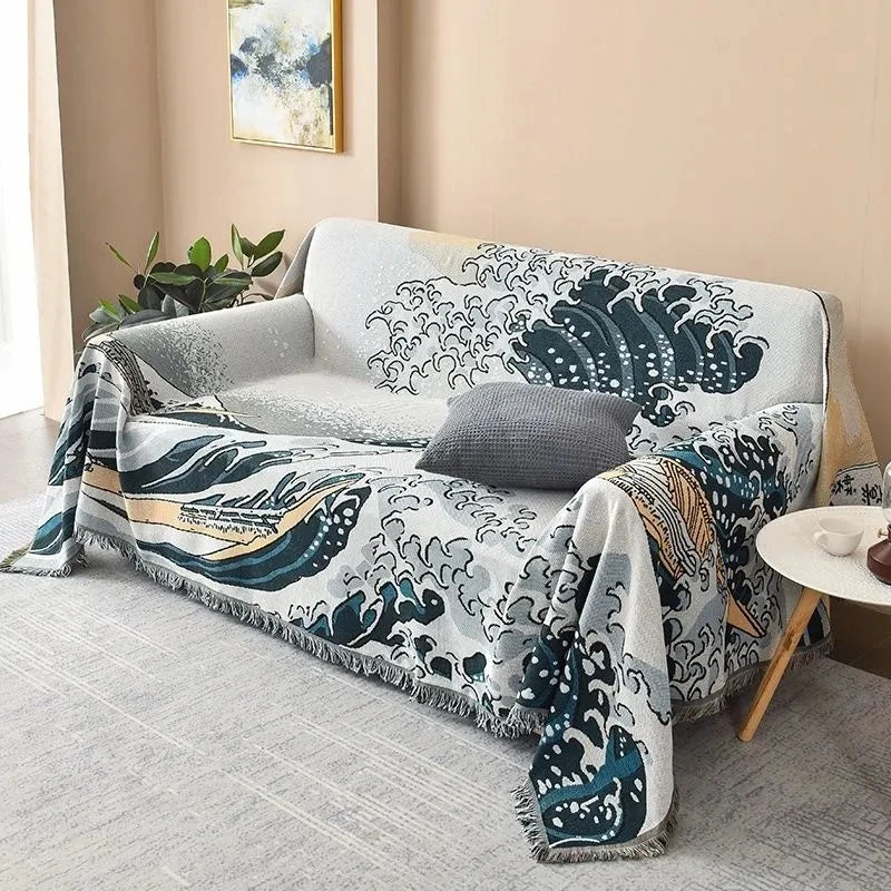 Afralia™ Wave Design Sofa Blanket - Jumbo Size, Double Sofa Cushion Cover