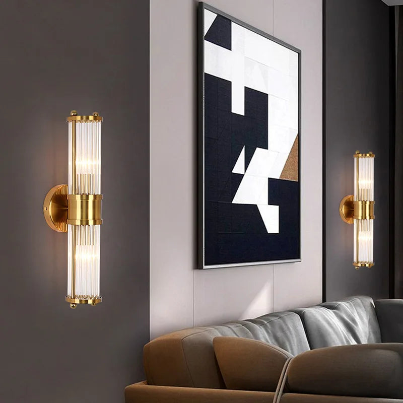 Afralia™ Crystal LED Wall Lamp: Single & Double Head Modern Bedside Background Light