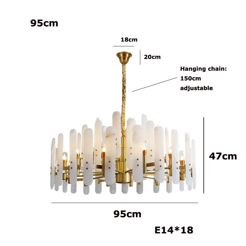 Afralia™ Marble Collection 2025 Chandelier: E14 LED Alabaster Hanging Lamp for Living Room