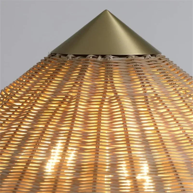 Afralia™ Gubi Rattan Shade Floor Lamp Vintage Stand Light Nordic Style