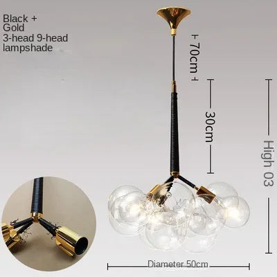 Afralia™ Nordic Glass Chandelier Pendant Lights - Black/White/Coffee - 9/12/18 Bubbles - Home Decor