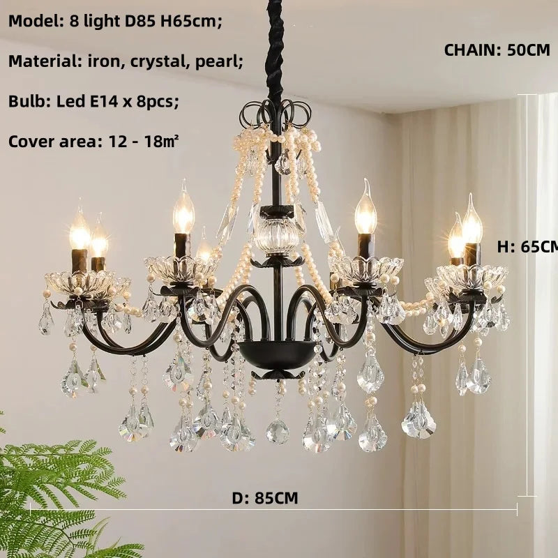 Afralia™ Black Crystal Chandelier Foyer Pendant Lights for Art Decor Luminarias
