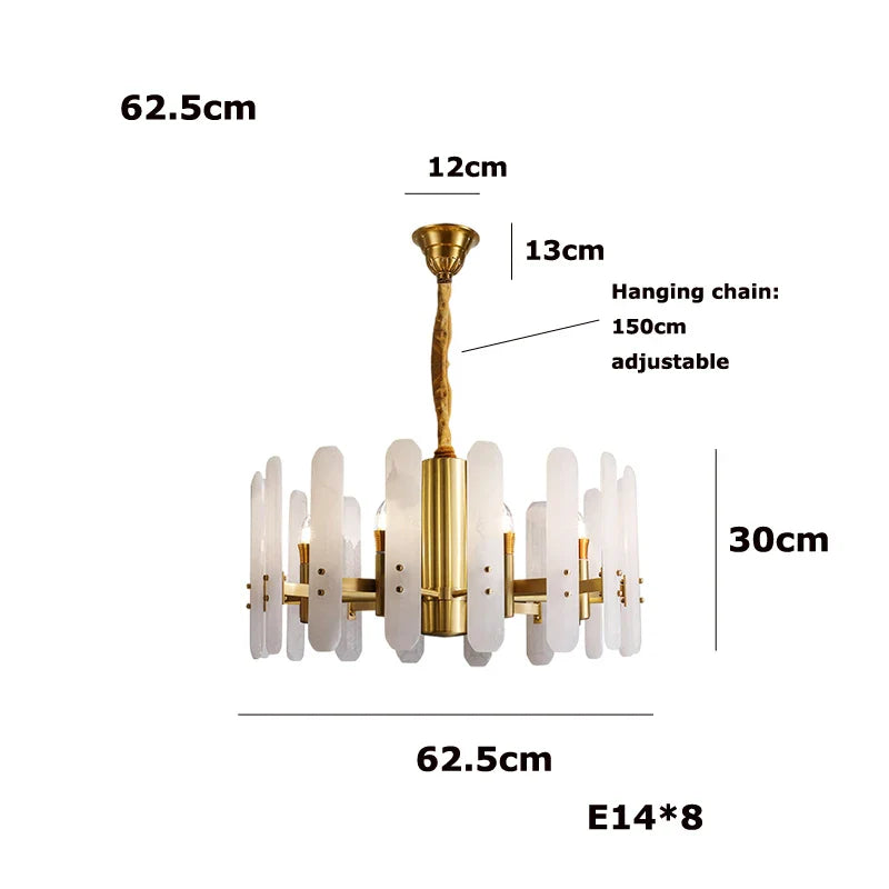 Afralia™ Gold Chrome LED Alabaster Chandelier for Dinning Room