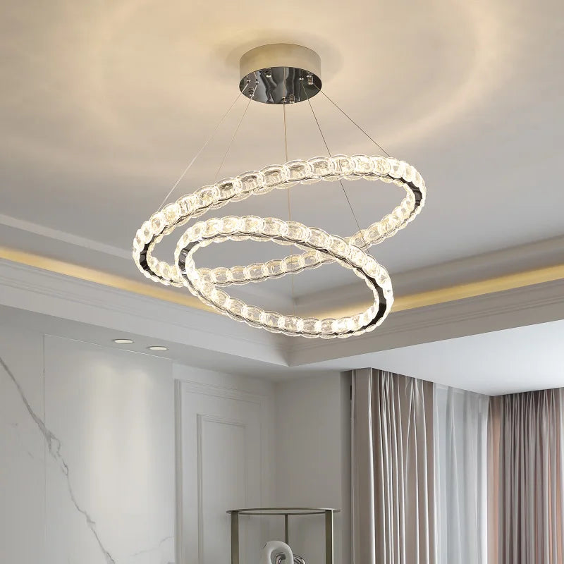 Afralia™ Crystal Chandelier: Modern Net Red Circle Light for Living Room, Bedroom, Restaurant