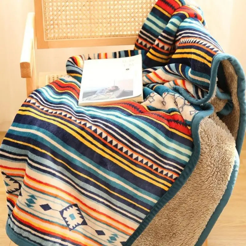 Afralia™ Bohemian Double-Layer Winter Coral Fleece Sofa Blanket