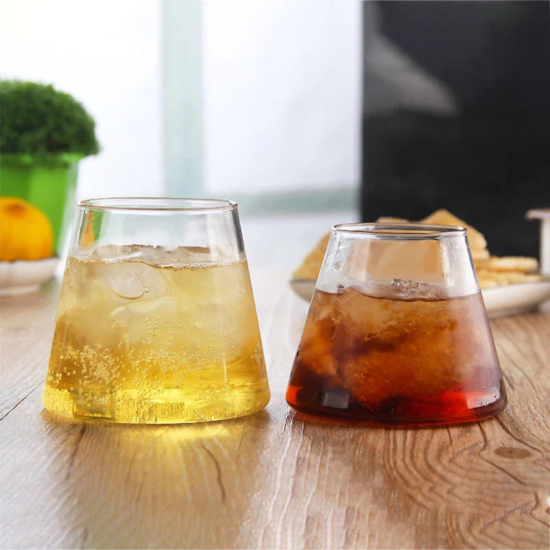 Afralia™ Mountain Shaped Glass Cup Set for Coffee, Whiskey, Juice, Tea, Wine - 4/6PCS