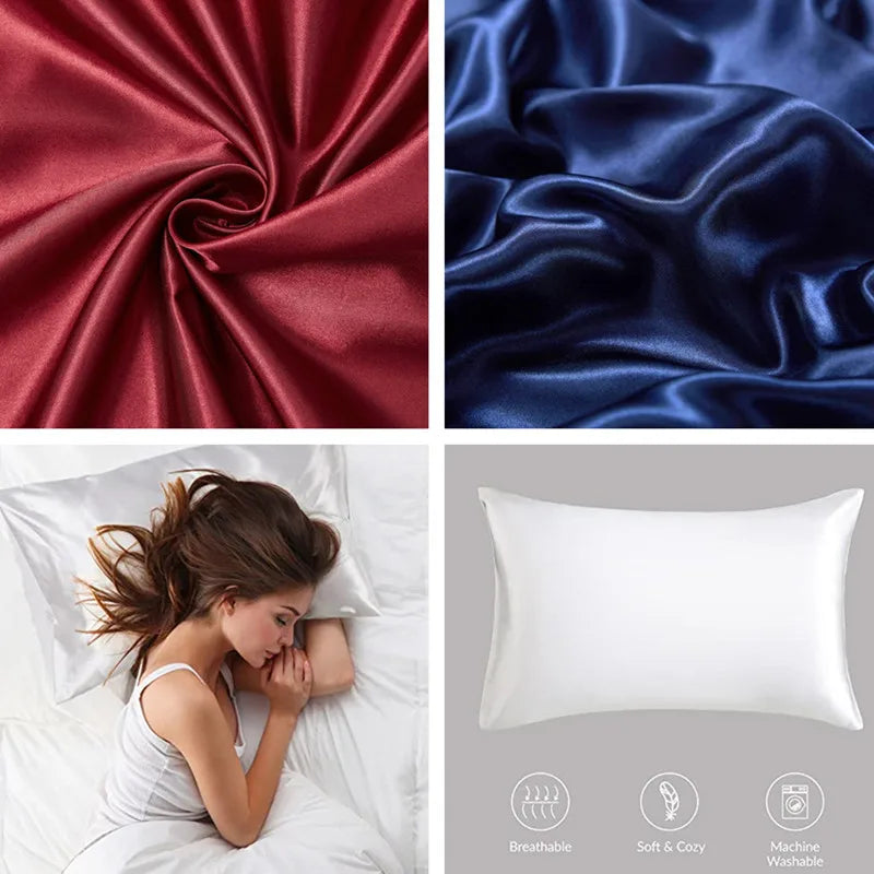 Afralia™ Satin Skin Care Pillowcase: High Quality, Solid Colors, Queen/Full Size
