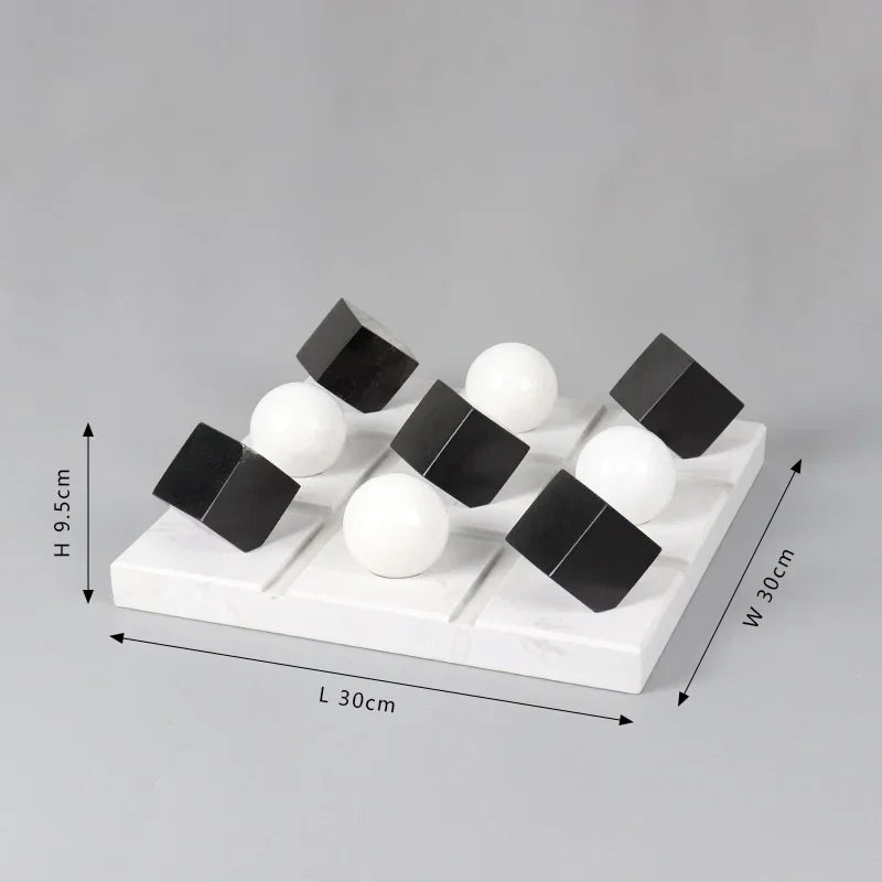 Afralia™ Geometric Chess Marble Ornament Set for Stylish Home Decor