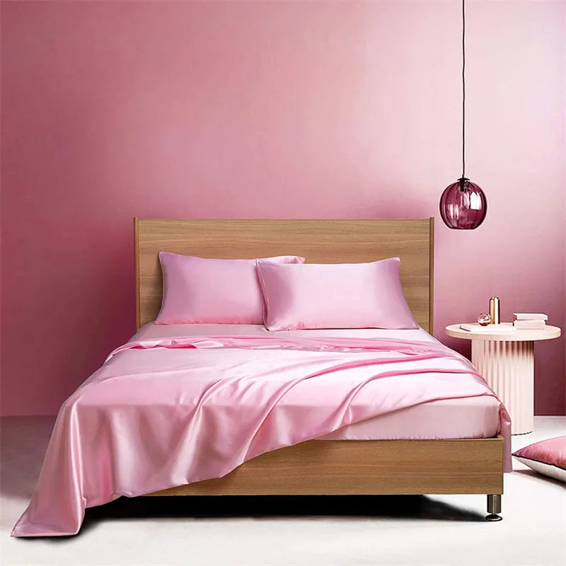 Afralia™ Satin Bed Sheet Set for Luxury High-End King Queen Twin Full Size Bed