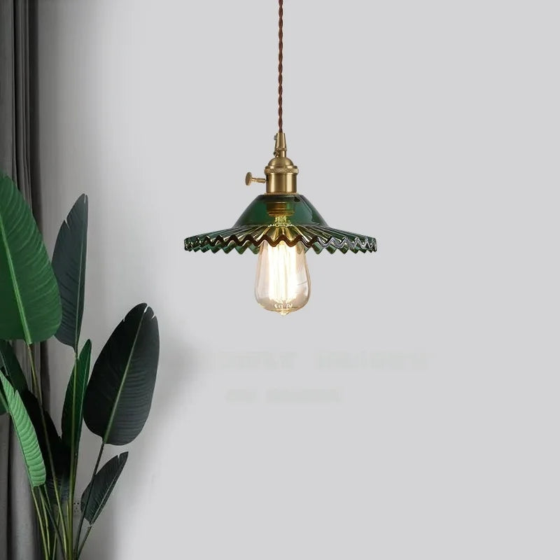 Afralia™ Green Glass LED Pendant Lights - Nordic Minimalist Style for Bedroom, Living Room