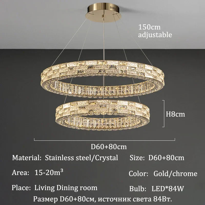 Afralia™ Crystal Chandeliers Led Lights Ceiling Lamp Suspension Chandelier Luxury Home Decor