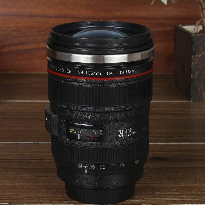 Afralia™ Camera Lens Cup: Electric Self Stirring Coffee Mug, 300ml