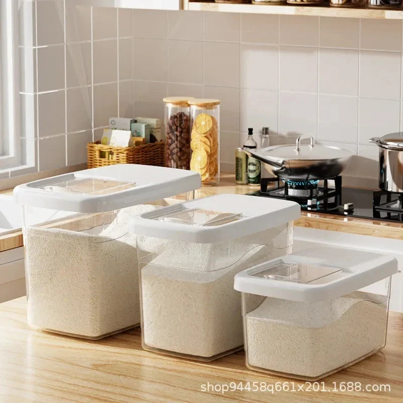 Afralia™ Rice Storage Box Sealed Grain Dispenser Cereal Container Kitchen Organizer