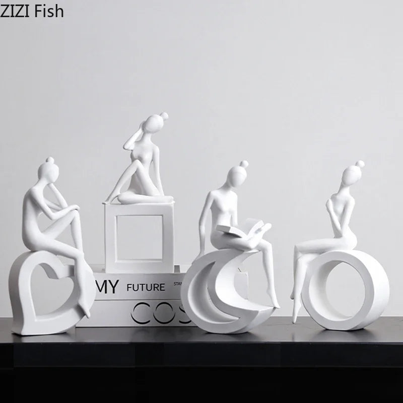 Abstract Figures Sculpture Modern Minimalism Decor Room Crafts Afralia™ Aesthetics