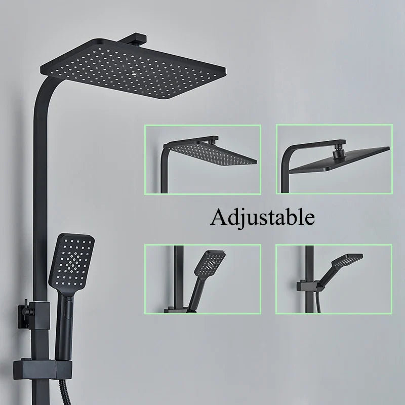 Afralia™ Thermostatic Shower Faucet with Long Spout, Wall Mounted Mixer for Bath and Shower