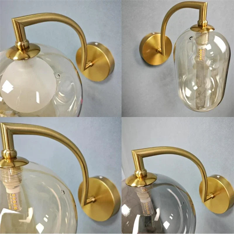 Afralia™ Glass Ball LED Wall Sconce for Living Bedroom Dining Kitchen - Minimalist Design