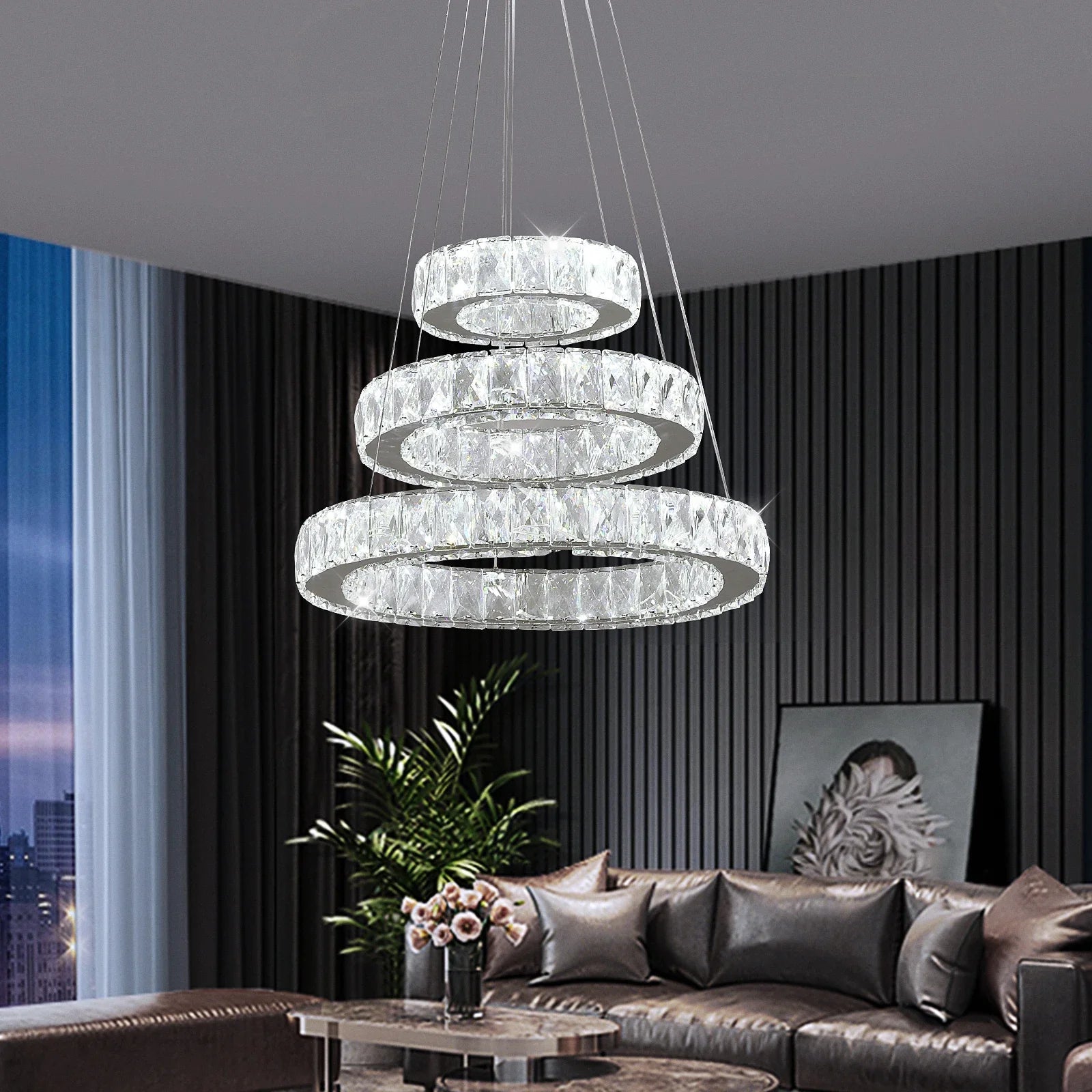 Afralia™ Crystal LED Chandelier: Modern Pendant Light for Luxury Home Decor and Living Room