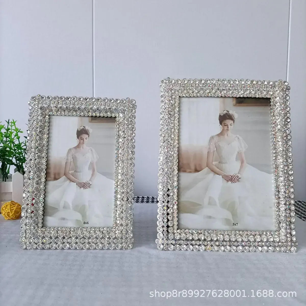 Afralia™ Diamond Metal Picture Frame: Fashionable Desktop Décor & Birthday Gift