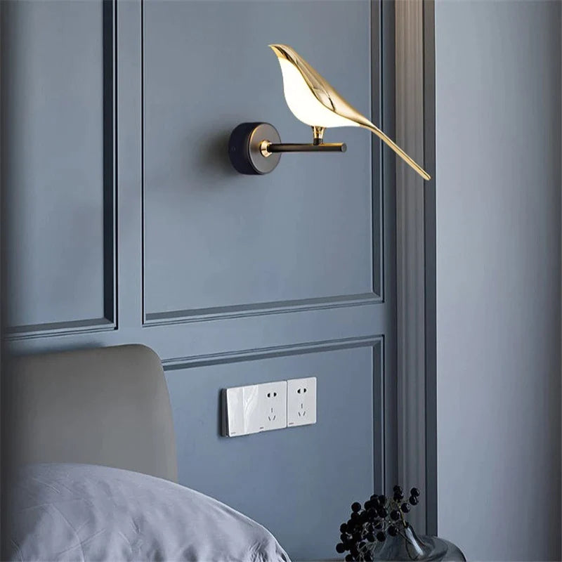 Afralia™ Magpie Bird LED Wall Lamp - Rotatable Bedroom Sconce