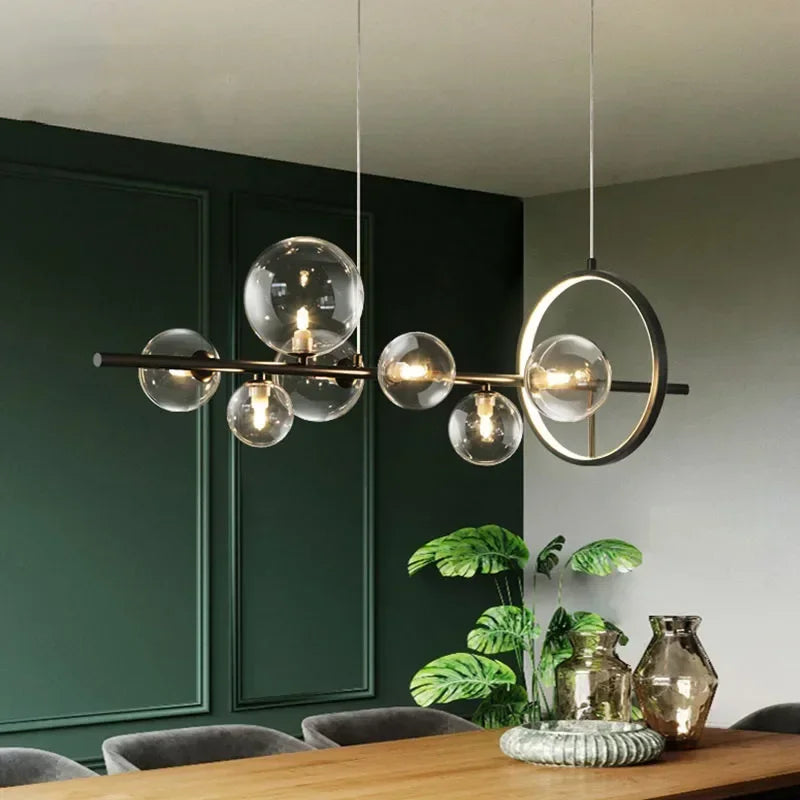 Afralia™ Modern Metal Chandelier with Clear Glass Bubbles - 7-Light G9 Fixture for Home Living Room