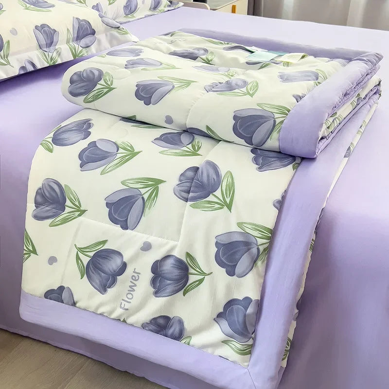 Afralia™ Retro Print Summer Cooling Comforter for Queen/King Beds