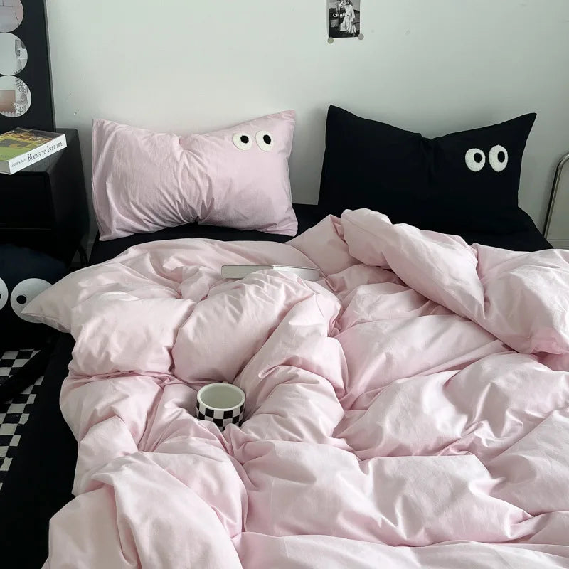 Afralia™ Soft Skin Eye Embroidery Bedding Set: High Quality Duvet Cover Set