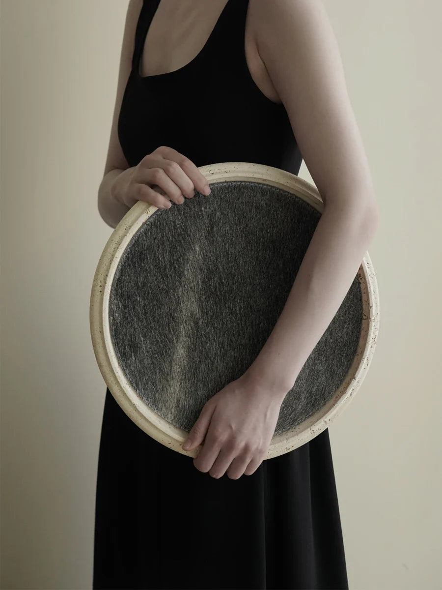 Travertine Horsehair Tray by Afralia™: Elegant and Versatile for Serving, Displaying, and Organizing