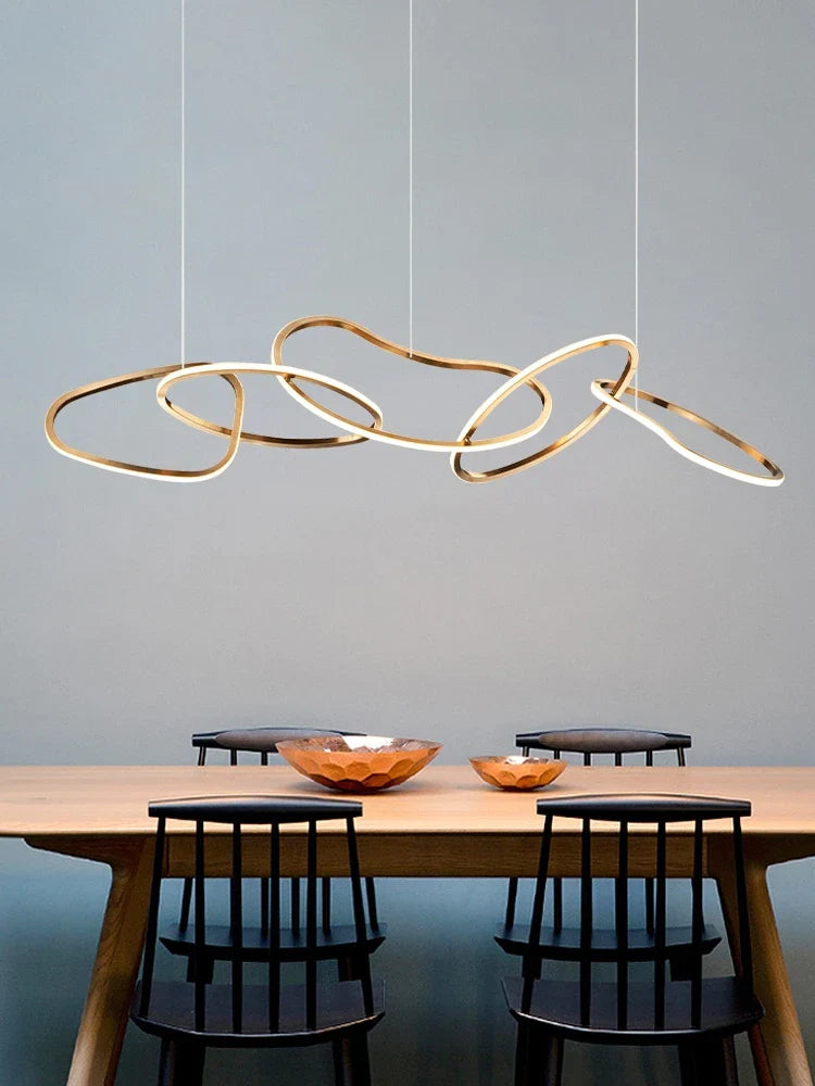 Afralia™ Nordic LED Circle Chandelier in Gold/Rose Gold for Dining Room & Kitchen