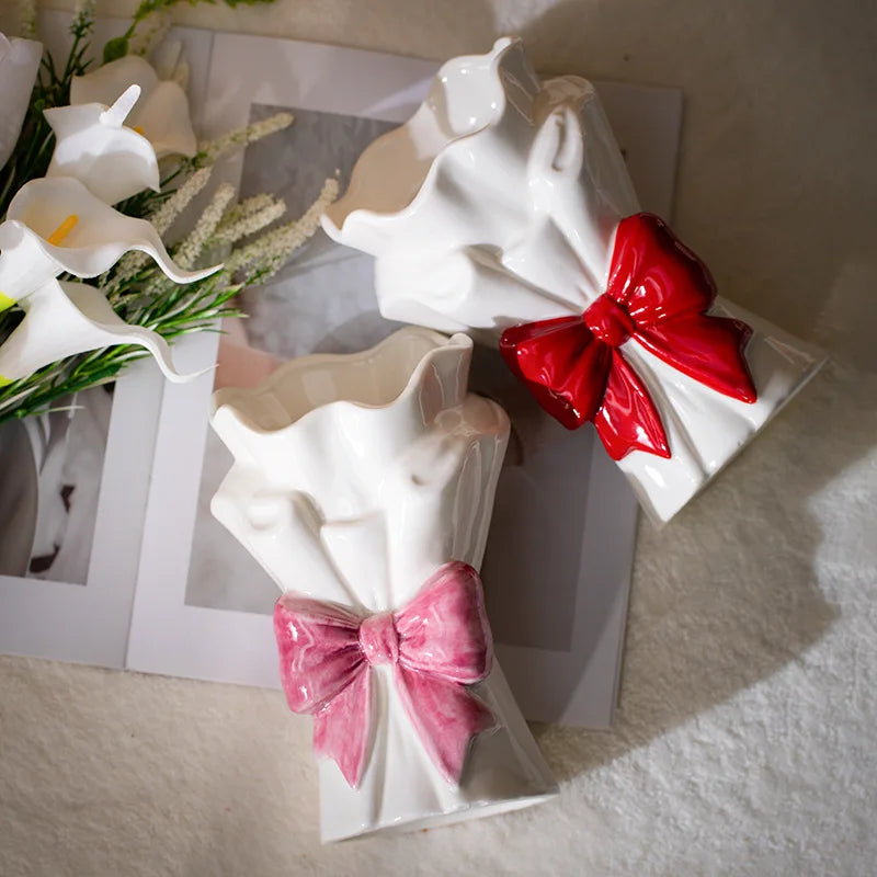 Afralia™ Ceramic Handicrafts Vase Bouquet - Home Decoration & Terrarium Accessories