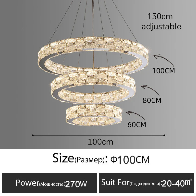 Afralia™ Golden Crystal Ring Chandelier: Luxury Gloss Ceiling Lighting for Modern Living Room