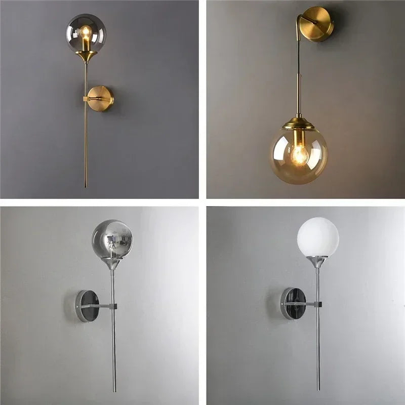 Afralia™ Glass Ball Wall Lamps: Modern Nordic Golden Chrome Lighting Fixtures for Living Room, Kitchen